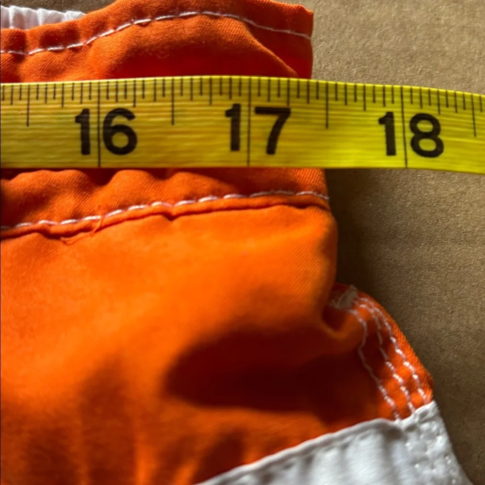 Lanesboro‎ Mens Orange White Elastic Waistband Tie Front Lined Swim Trunk Large
